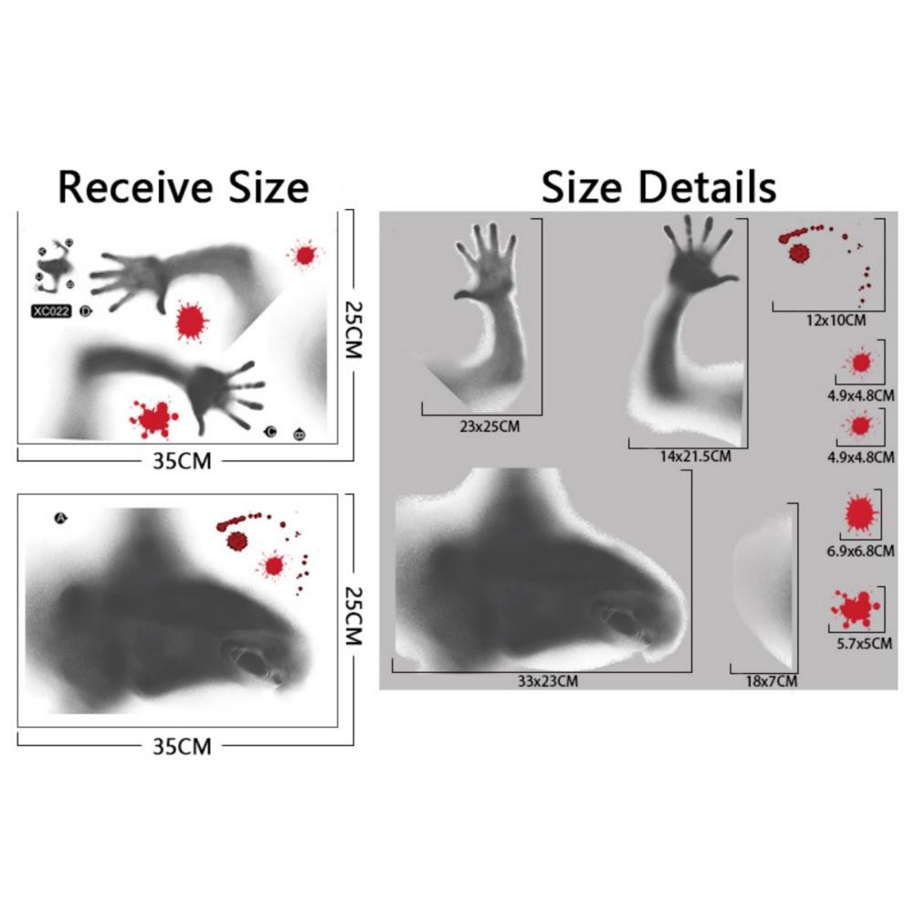 Halloween Decoration Bloody Handprint Window Stickers Scary Wall Decal Floor Clings Halloween Party Haunted House Horror Prop