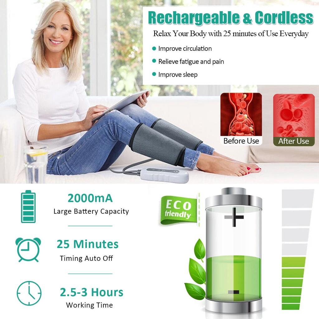 

Массажер для икр с подогревом Электрический Облегчение Мышечной Боли Расслабление Воздушная Компрессия Массажер для Ног Пара Беспроводной с Умным Управлением 5 Вт