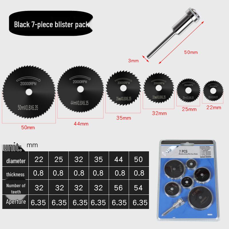High-Speed Steel Circular Saw Blade Set for Wood, Plastic & Metal - Miniature Size for Hand Drills & Electric Grinders
