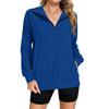 Women's Casual Zip-Up V-Neck Loose Fit Long Sleeve Sweatshirt