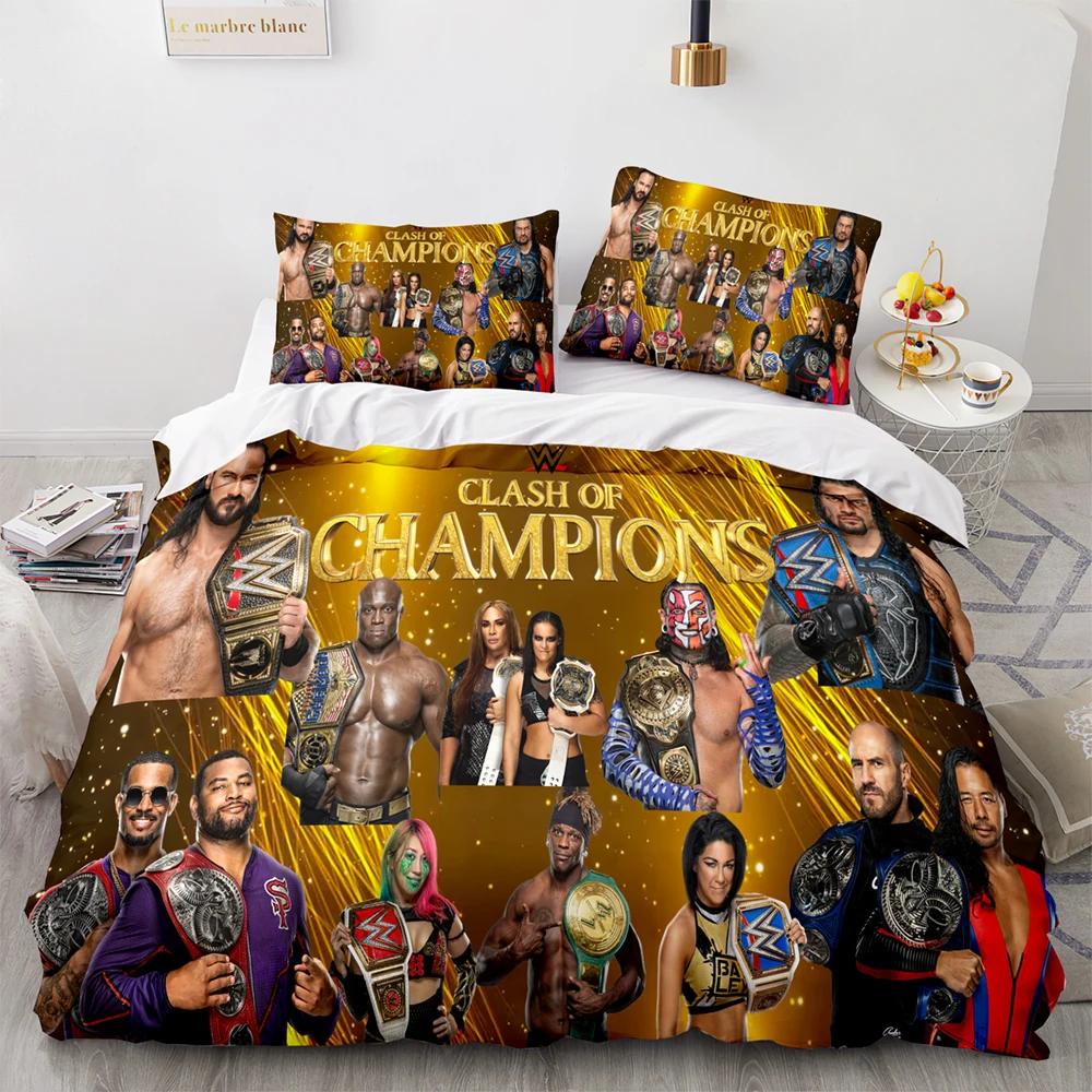 3D-printat WWE Brottningsspel Sängkläder Set Pojkar Flickor Enkel Dubbel Queen Size Påslakan Örngott Säng Barn Vuxna Hemtextil