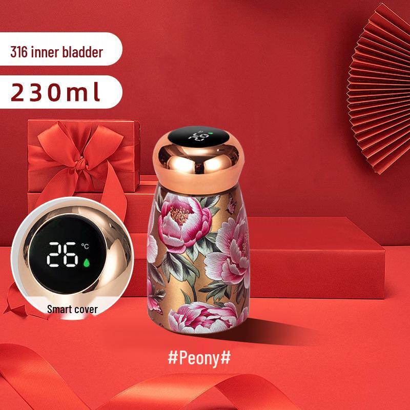 Compact Ceramic Thermos Cup with Smart Temperature Display - Chinese Style