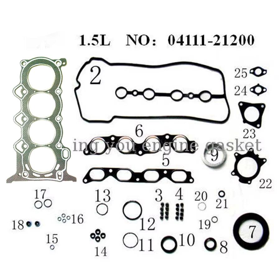 

1NZFXE 1NZ-FXE ДЛЯ TOYOTA PRIUS Седан Хэтчбек 1.5 Полный Комплект Наборов для Капитального Ремонта Двигателя Запчасти Двигателя Прокладка Двигателя 04111-21090