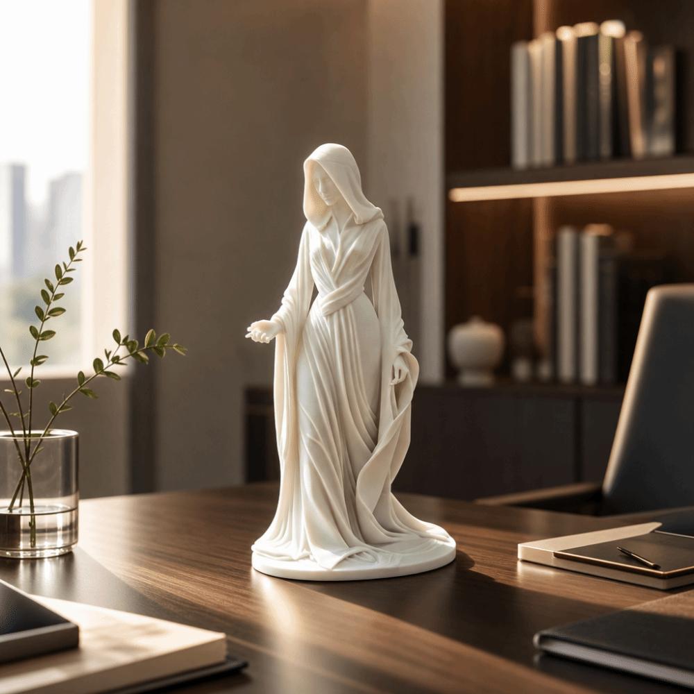 Dunkle Ästhetik Göttinnen-Skulptur 3D-gedruckte Desktop-Ornamente Retro-Umhang Frauenstatue Heimdekoration