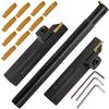 Lathe Grooving Tool Set - 3PCS 5/8" Grooving Holder Turning Holder with 10pcs Indexable Carbide Inserts MGMN200 for Metal Lathe Cutting Tools