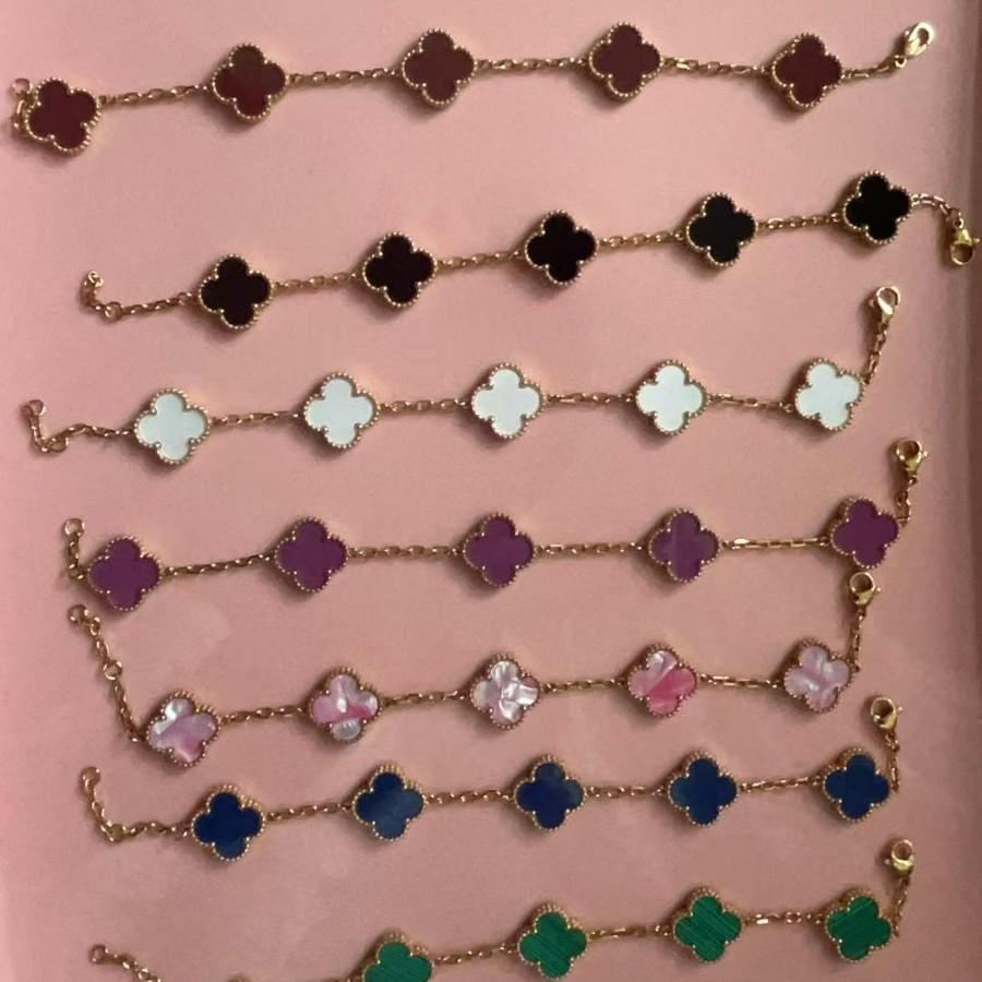 Bracciale da Donna a Quattro Fogli in Madreperla Double-Sided Placcato Oro 18K - Accessorio di Lusso Leggero