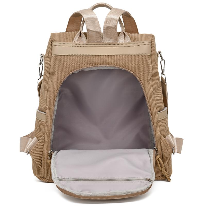 Cordrucksack Damen Einfarbiger Rucksack Studenten Schultasche