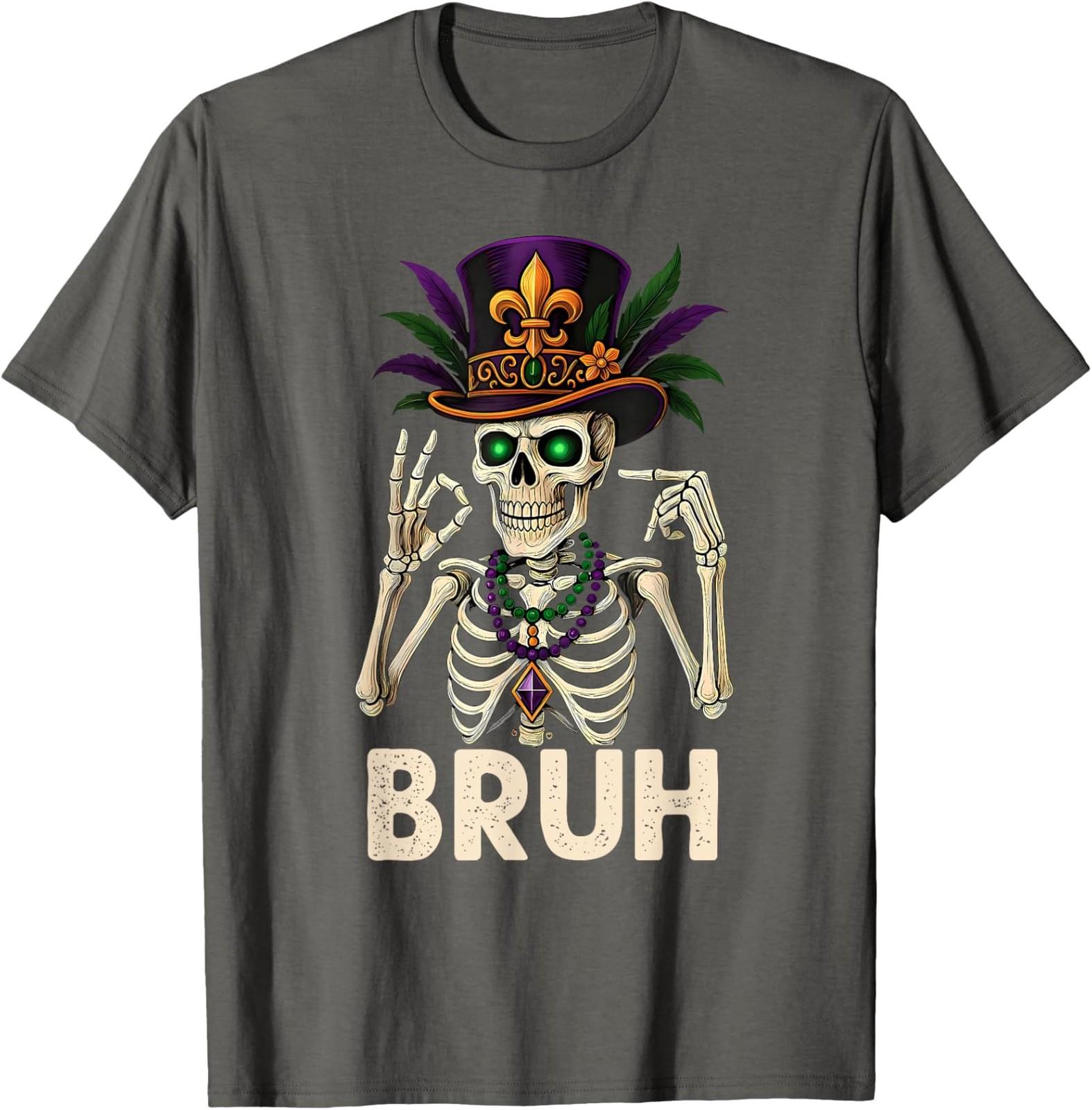 67 Bruh Mardi Gras Six Seven Funny Skeleton Carnival Unisex T-Shirt S разноцветный