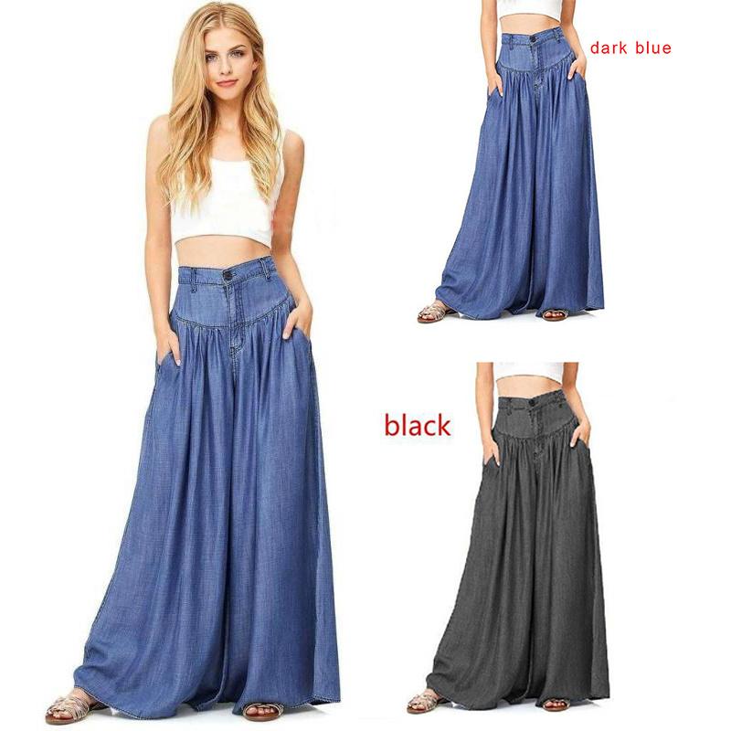 

Женская новая мода Повседневные джинсы Простые брюки с широкими ногами Плюс размер S-5XL