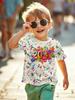 Pigment Pattern T-Shirt for Kids Colorful 3D Printed T-Shirts Summer Casual Streetwear Loose Tops Round Neck Short Sleeve Tees