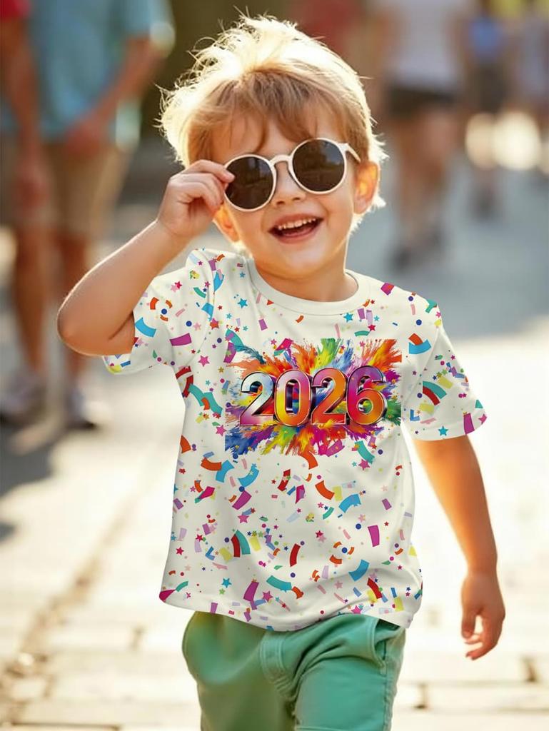 Pigment Pattern T-Shirt for Kids Colorful 3D Printed T-Shirts Summer Casual Streetwear Loose Tops Round Neck Short Sleeve Tees