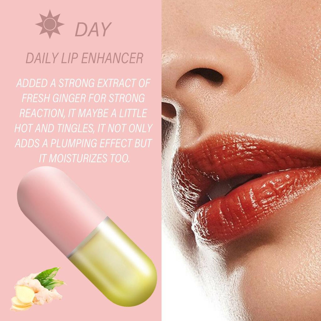 Lippenaufpolsterungs-Set, Natürlicher Lippenaufpolsterer, Lippenpflege, Lippenaufpolsterungs-Gloss, Lippenfeuchtigkeitspflege Schön, Tages- und Nachtset(5,5 ml*2)