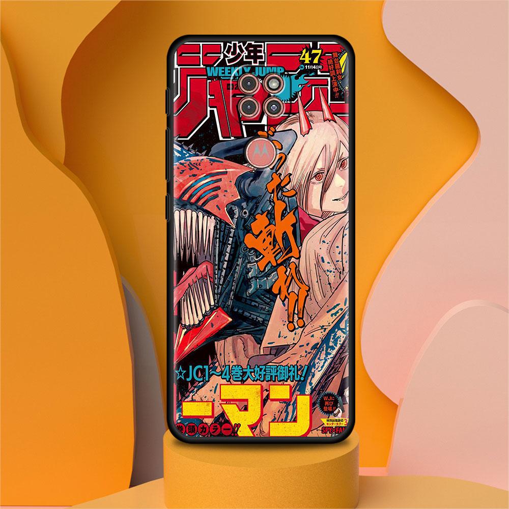 Black Luxury Case For Motorola G30 G60 G50 G22 G200 G9 G8 Play Power One Fusion Plus Edge 20 Fundas Cover Anime Chainsaw Man