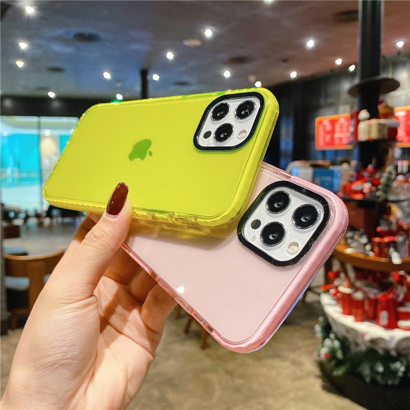 For iPhone 16 Pro Max Luxury Transparent Color Frame Phone Case For iPhone 15 14 13 12 11 Pro Max X Xs Xr Soft Protective Cover