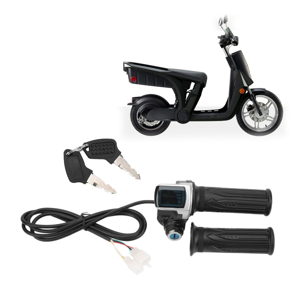 LCD Display 48V Half Twist Throttle LED Indicator Handle Grips  Electric Bike