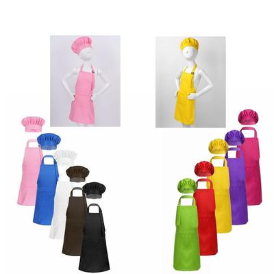 Unisex Kids Boys Girl Apron Chef Hat Set Kitchen Cooking Baking Training Wear Fashion Kitchen Accessories