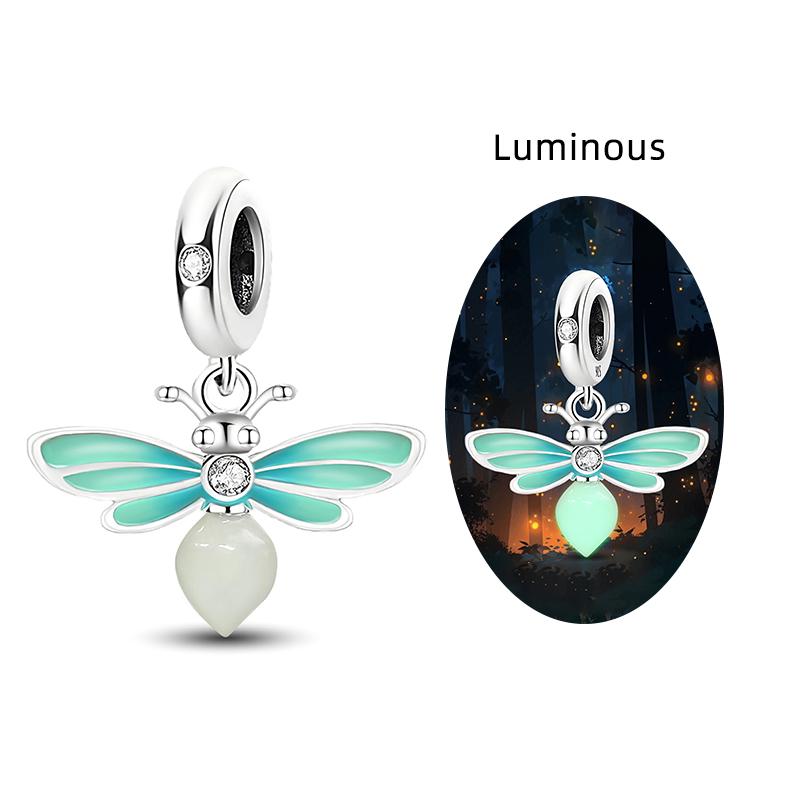 Original Copper Charms Beads Glowing Luminous Bee Firefly Butterfly Pendant For Bracelet Bangle Charm Diy Jewelry