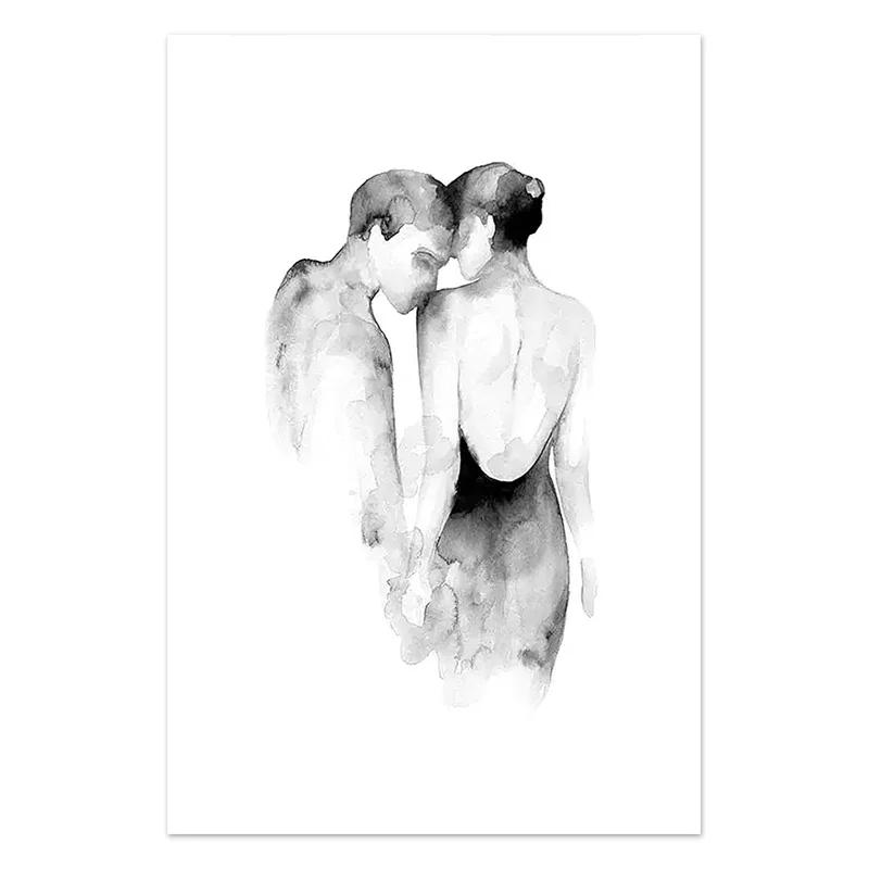 Black White Romantic Hand In Hand Canvas Painting Poste Love Quotes Wall Art Print Fashion Picture Couples Lovers Room Decor