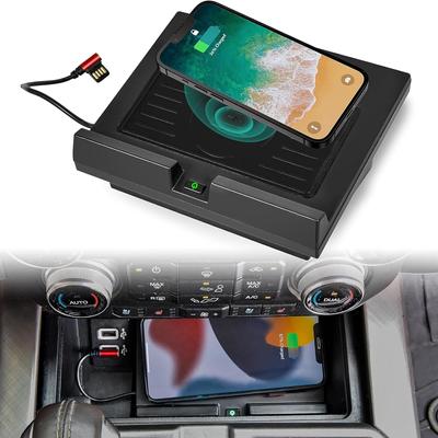 Bezdrátová nabíjecí podložka pro Ford F150 18-23, Držák bezdrátové nabíječky do středové konzole Rychlý nabíjecí panel pro smartphony pro Ford F-150 2018-2023