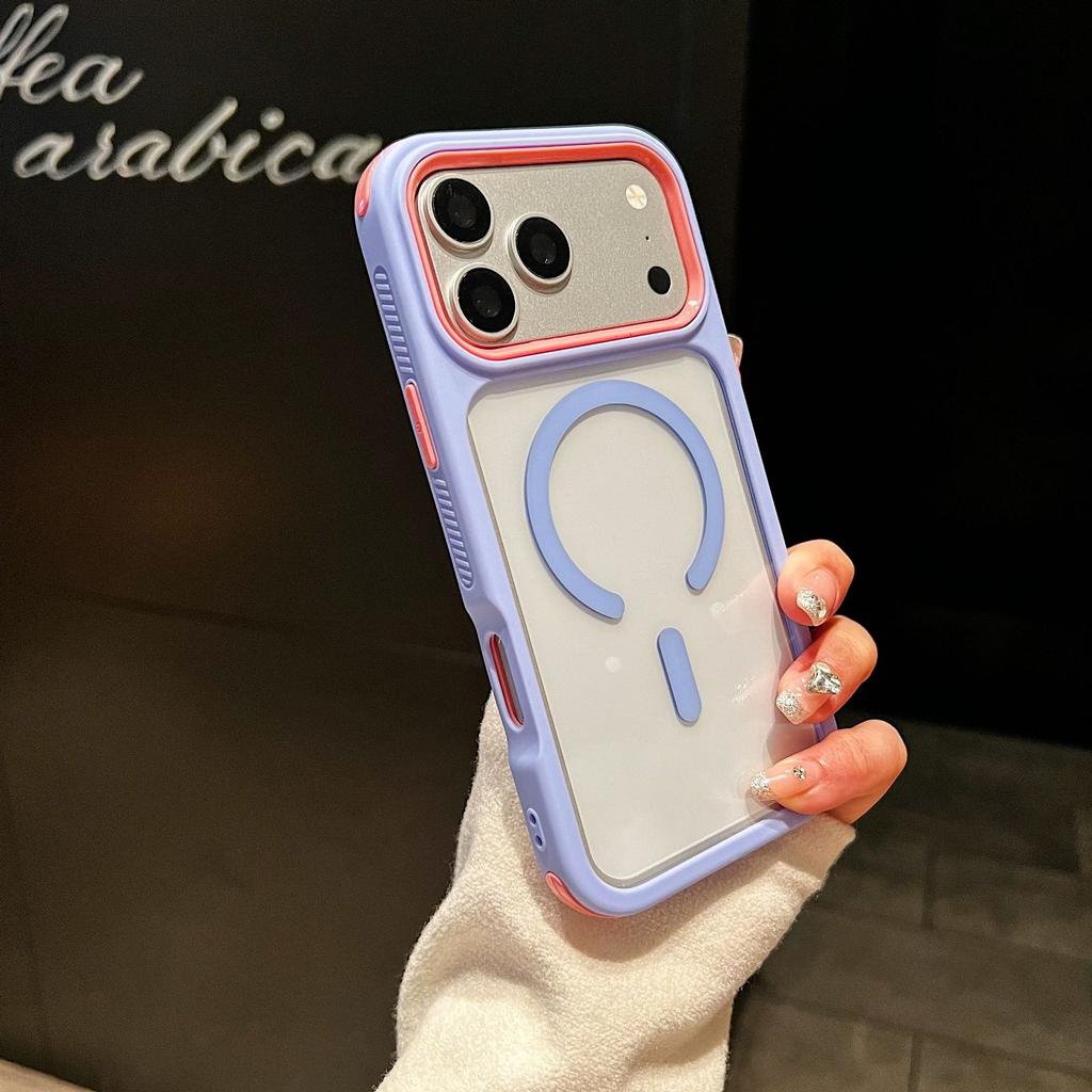 2-In-1 for iPhone17Promax mobile phone case 16pm Apple 15 high transparency magnetic 14 color frame 13