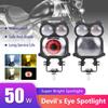 LED Owl Demon Eye Headlight Dynamic Motorcycle Devil Eyes Yellow White Flash Waterproof for Motorbike Car Headlight Accessories