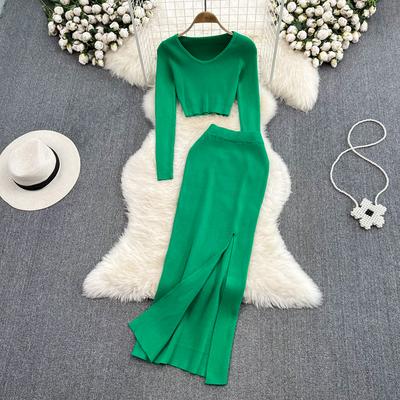 NEW Autumn Winter Elegant Harajuku High Waist A Line Ladies Sets Two Pieces Sexy Club Streetwear T Shirts Tees