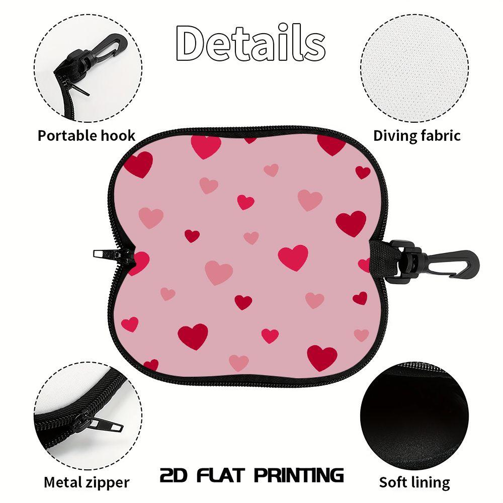 Pink Heart Pattern Soft Eyewear Pouch,Portable Sunglasses Case,Protective Glasses Bag,Lightweight Travel Accessory for Women Girls