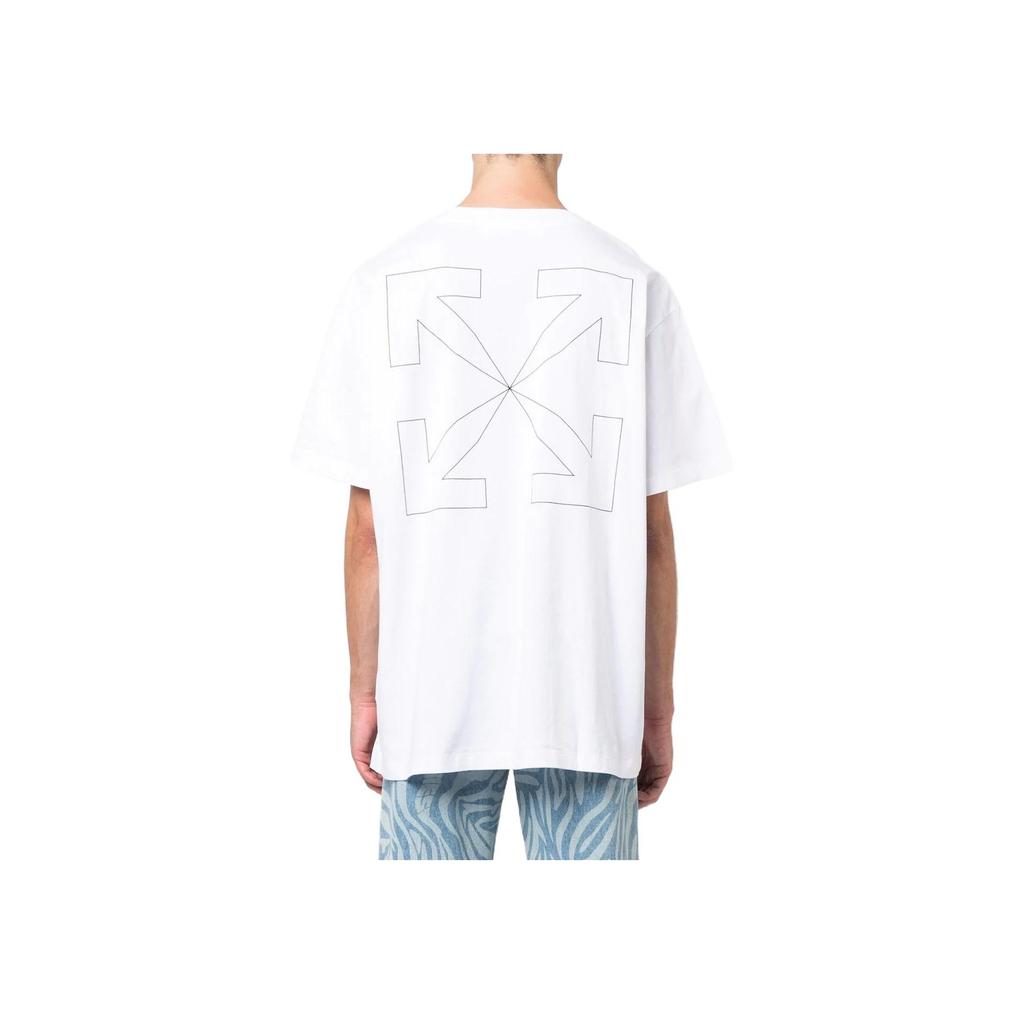 Off-White Arrows Logo Print Tee White Men Tops OMAA038C99JER0080110