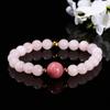 Women's Pink Crystal Bead Bracelet with Red Pattern - Lucky Stone Jewelry Gift
