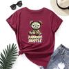 Famous Hustle Cotton T-Shirt Short Sleeve Round Neck Women 2d Print Tops