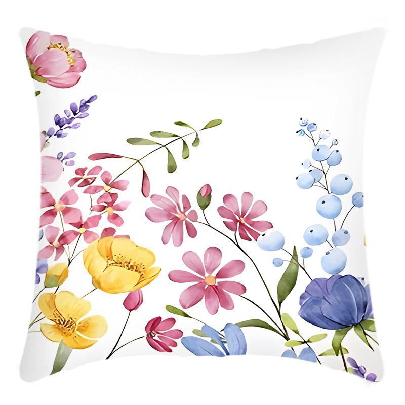 Fashionable Spring Flower Spring Elements Pillow Cover Linen Flower Cushion Pillow Cover