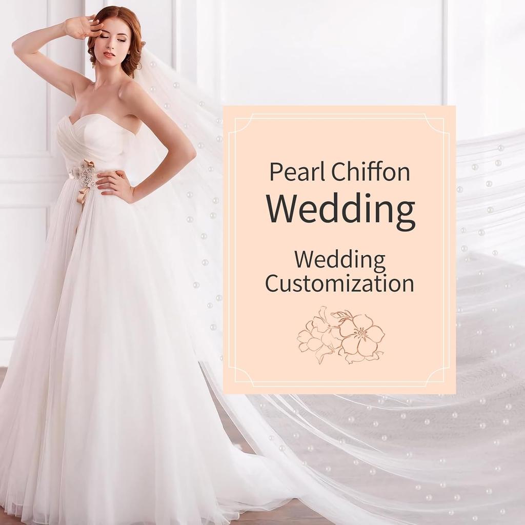 Sophproton 6 Pieces Pearl Tulle Tablecloth White Table Cloth Pearl Sheer Tulle Table Cover Wedding Veil for Wedding Arch Dessert Table Decorations