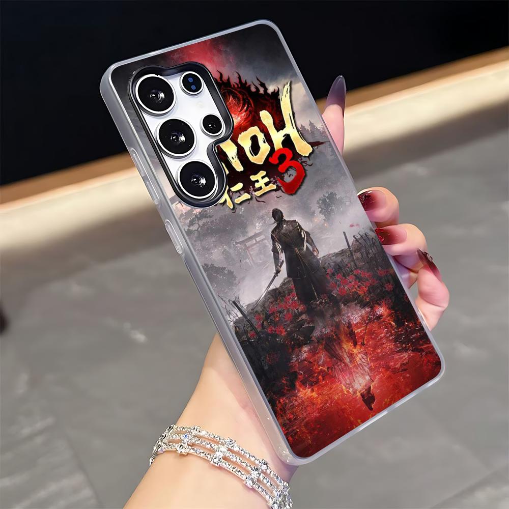 game Nioh 3 Phone Case for Samsung S25 S24 S23 S22 S21 FE Plus Ultra Black 2-in-1 Jelly silicone case