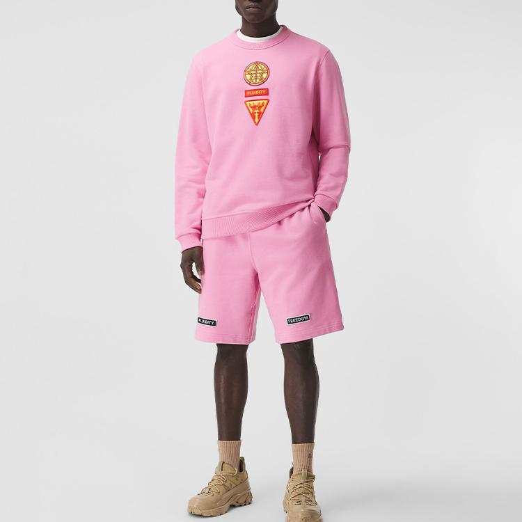 Burberry Sweatshirts Men's Bubble Gum Pink Crew Neck Moderate Regular 80412991