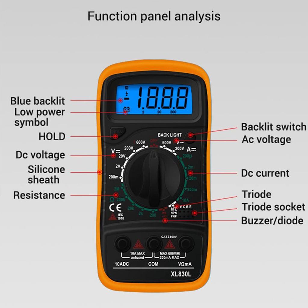 Digital Multimeter Portable High-Precision Digital Display Multimeter with Backlight Electrician Multifunction Meter