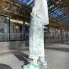 Mid-rise Elastic Waistband Drawstring Pockets Men Pants Cartoon Print Straight Wide Leg Pants Streetwear