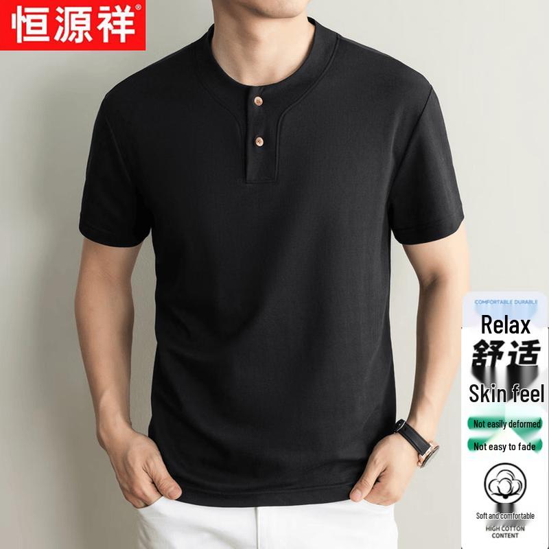 Hengyuanxiang Men s Cotton-Linen Blend Short Sleeve Shirt L