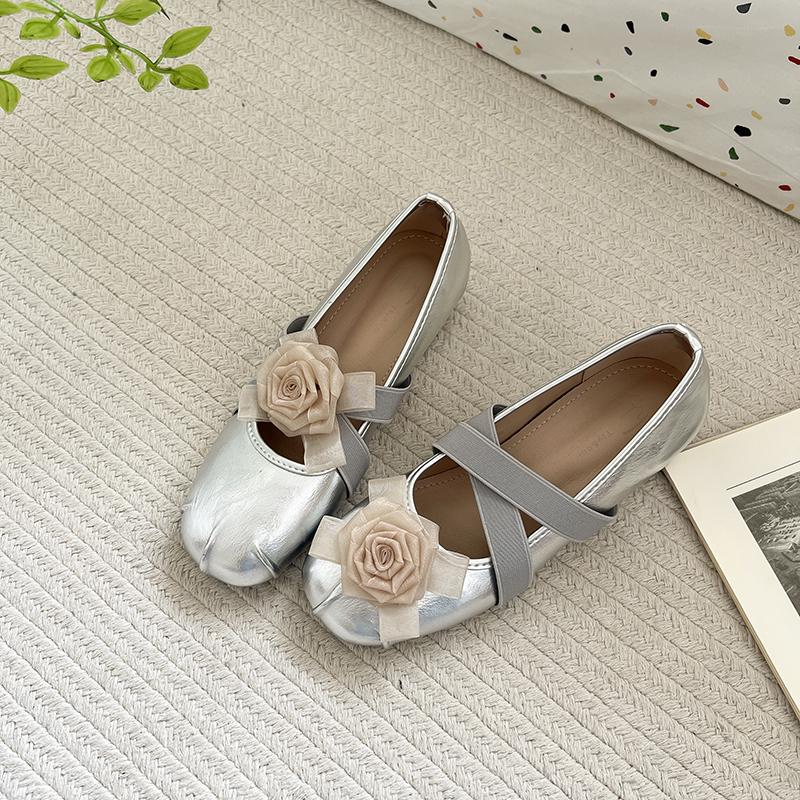 Spring Flower Women Flats Shoes Round Toe Ladies Casual Ballet Style Shoes Eelgant Leather Shoes