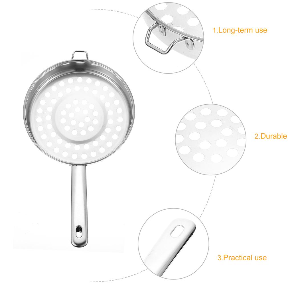 Over Sink Strainer for Oil Big Hole Cold Shrimp Colander Pasta Scoops Food Serving Spoon Large Filter Vegetable Stainless Steel