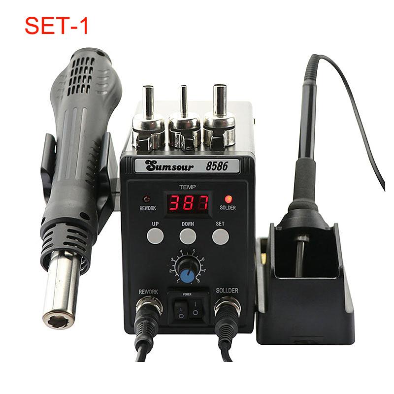 SMD BGA Rework Desoldering Solder Station 8586 110V / 220V 760W ESD Soldering Iron Hot Air Heat Gun For Welding Repair Tools Kit