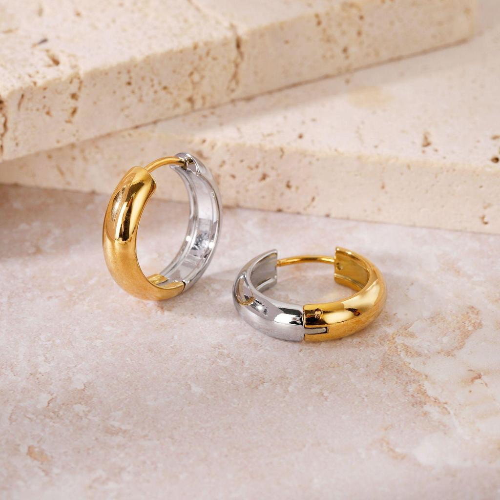 Elegant Titanium Steel Hoop Earrings for Women - Lightweight, Luxurious, Round & Colorfast Accessories