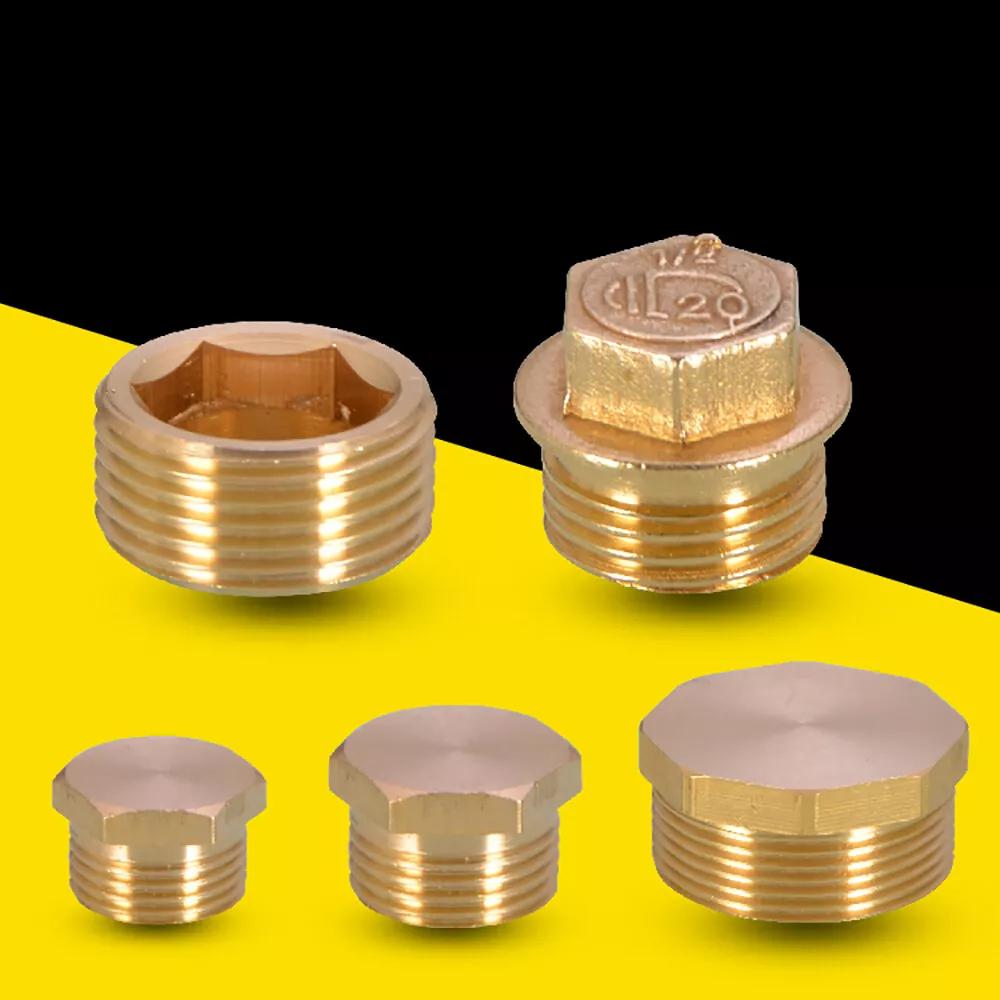 Brass 1/8" 1/4" 3/8" 1/2" 3/4" 1"- 2" BSP Male Thread Blanking End Cap Stop Plugs End Screw On Fitting Coupler Connector Adapter