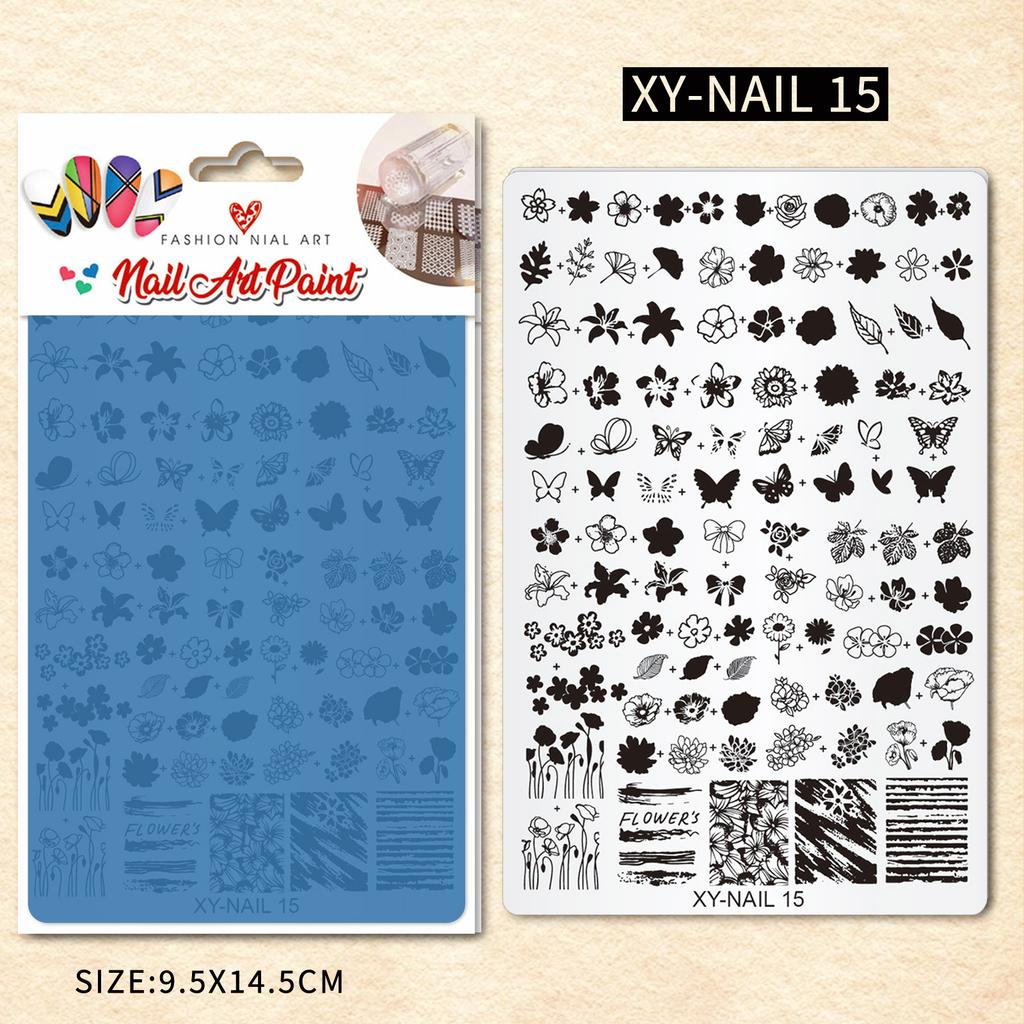 Nail Art Printing Steel Plate Lace Butterfly Pattern Flower French Large Transfer Silicone Seal Steel Plate Printing Rubber Plate