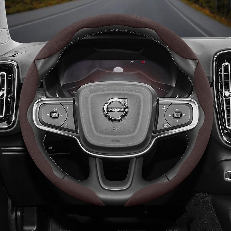 Suitable for Volvo Anti-Slip Buckle Segmented Suede Steering Wheel Cover Suitable for V40 V70 S60 C30 S40 S90 Xc90 Xc70 Xc Vnr