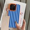 Double Blue Color Lines Phone Case For iPhone 17 16 15 14 13 12 11 Pro Max 16 15 Plus XR Silicone Matte Soft Shockproof Cover