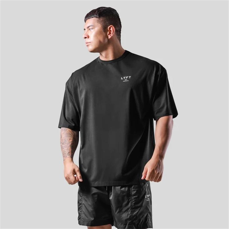 LYFT Silver Reflective Logo Men T-shirt Casual Gym Short Sleeve 100% Cotton Fitness Bodybuilding Workout Tees Tops Clothing