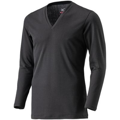 Breath Thermo for Daily Sleeve Size M Underwear, Heat-Generating Innerwear, Thin, Use, V-Neck 3/4 Shirt, Men's, Black, (C2JAA612)