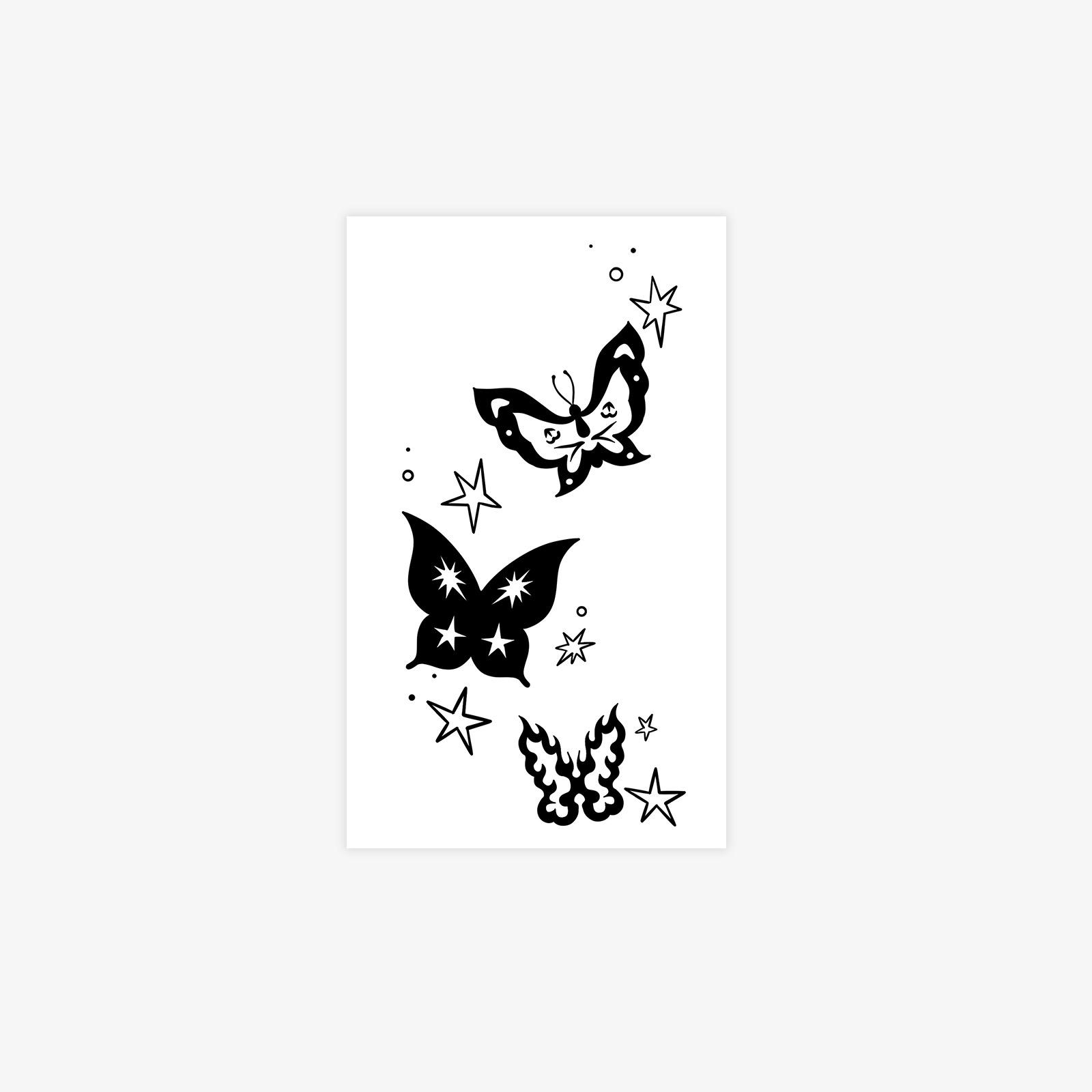 

Diablo Abi Wind Butterfly Combination Tattoo Sticker Kusa Personality Waterproof Lasting Arm Large Pattern Sticker 9*15
