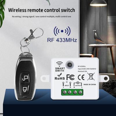 Interruptor de control remoto inalámbrico RF de 433 MHz, receptor de relé de 10 A con transmisor de encendido/apagado para bombillas LED, control DIY.