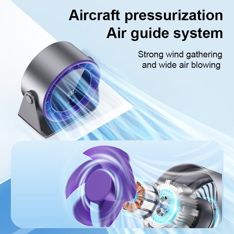 Desktop Fan High-speed 100 Speed Adjustable Circulating Fan Charging Digital Display Turbine Wall Mounted Desktop Fan